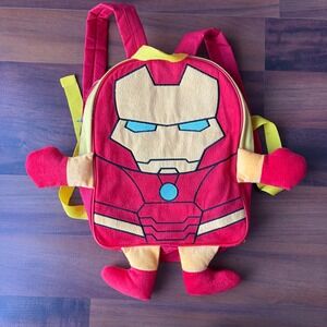 Kids Iron Man Backpack Marvel Avengers Plush Red Yellow Character School Bag